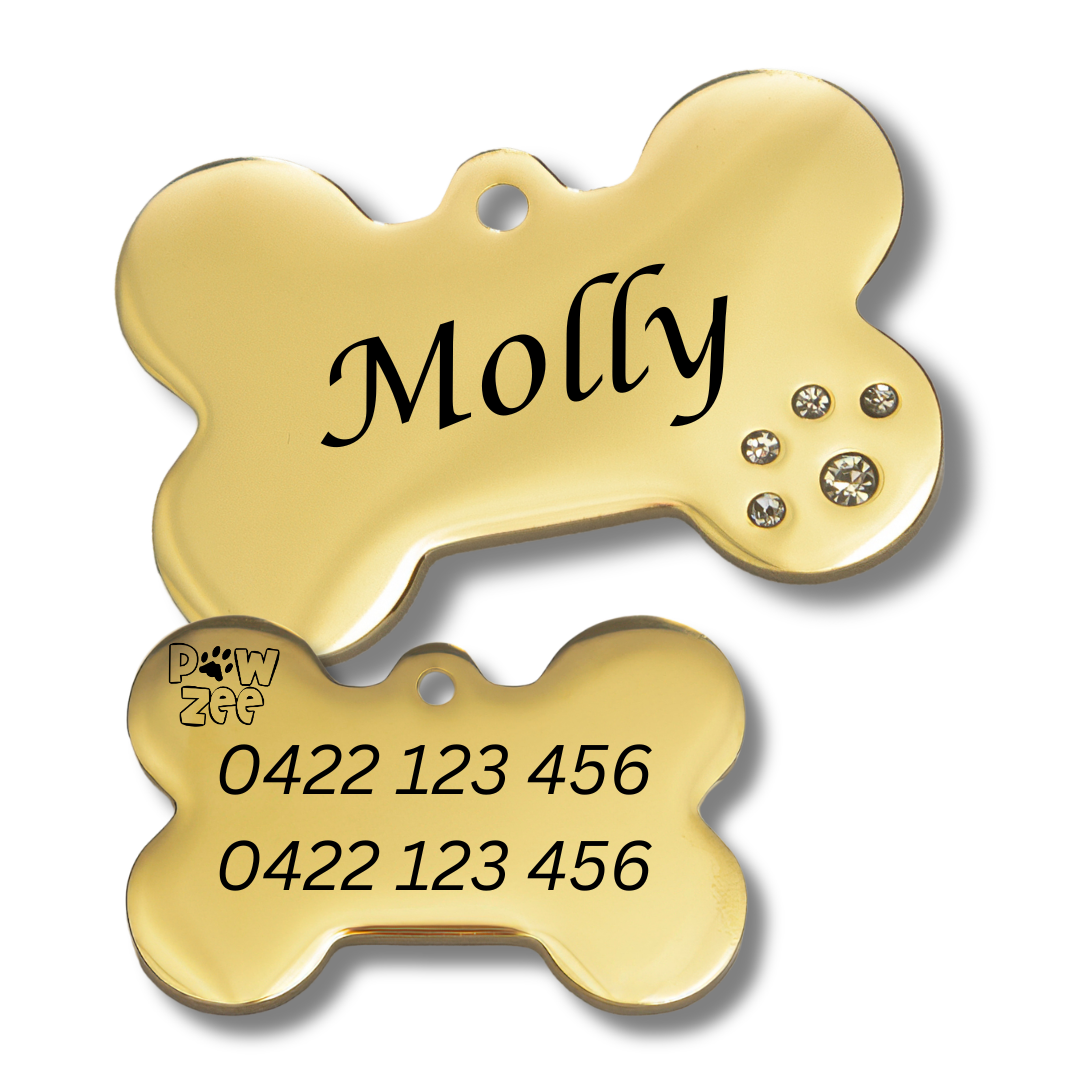 Gold Crystal Pet Tag