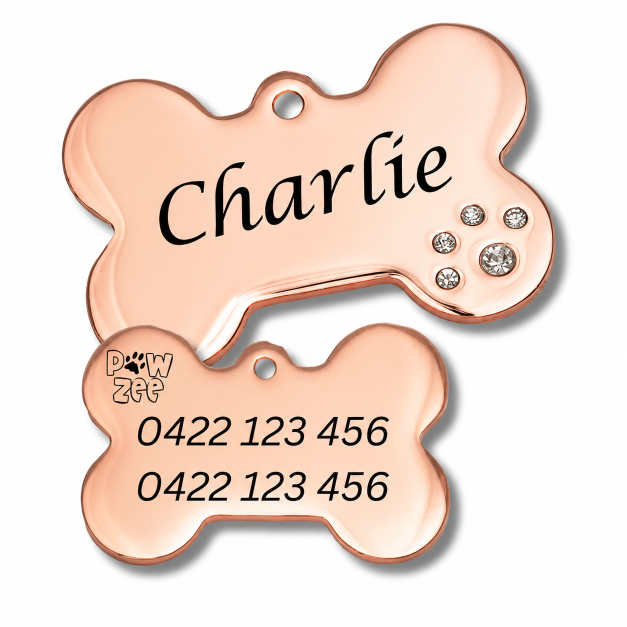 Rose Gold Crystal Pet Tag
