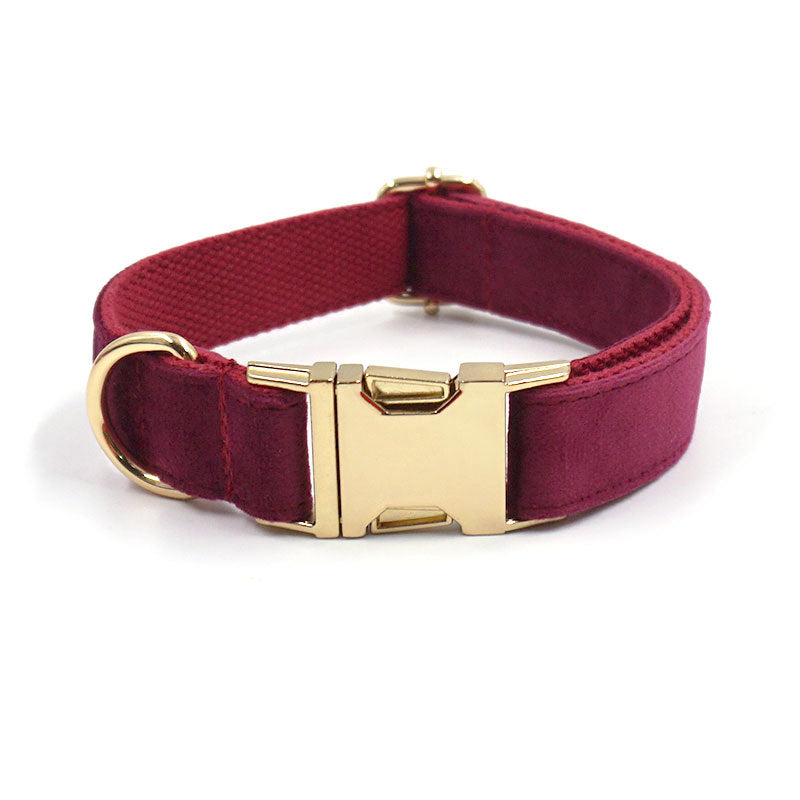 Red Velvet Dog Collar - Engraved