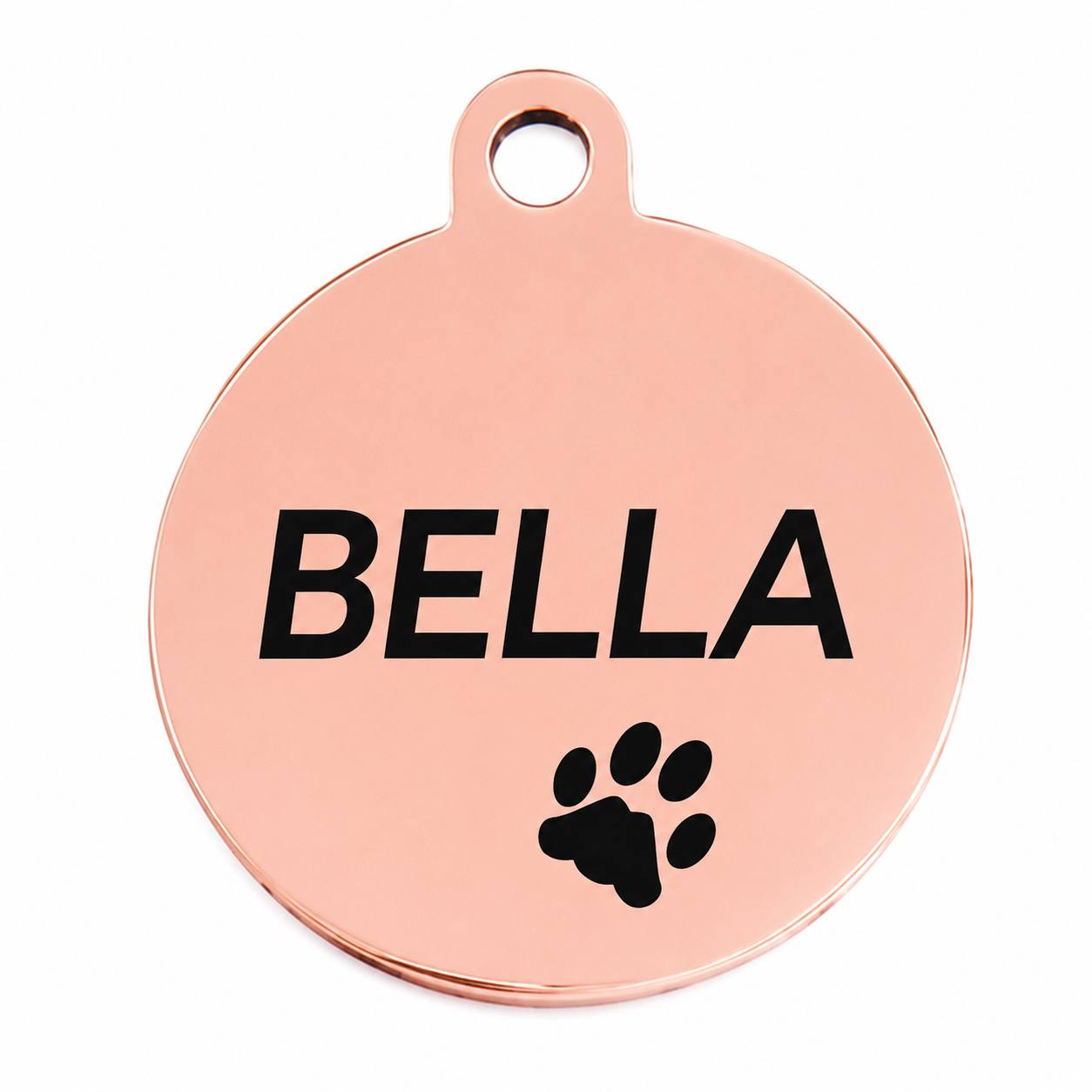 Rose Gold Stainless Steel Round Pet ID Tag