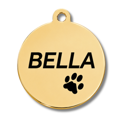 Gold Stainless Steel Round Pet ID Tag
