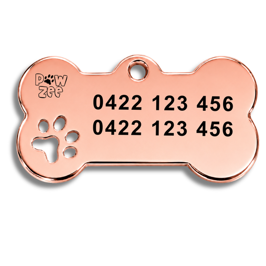 Rose Gold Stainless Steel Bone Dog ID Tag – Personalised Engraved