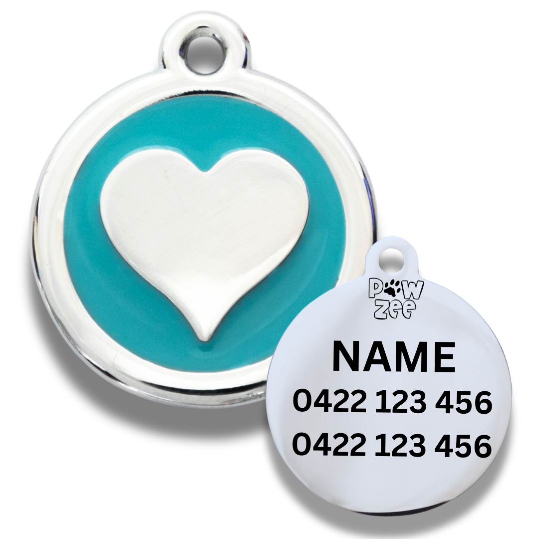 Heart Pet ID Tag - Enamel Stainless Steel