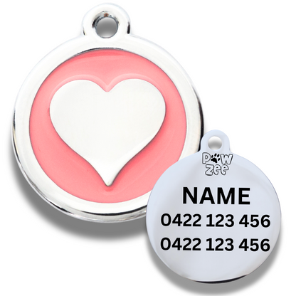 Heart Pet ID Tag - Enamel Stainless Steel