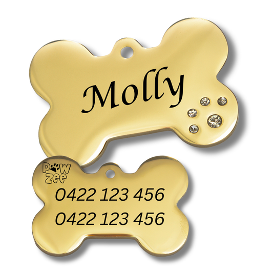 Gold Crystal Pet Tag