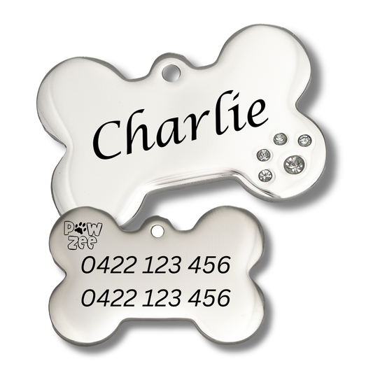 Silver Crystal Pet Tag
