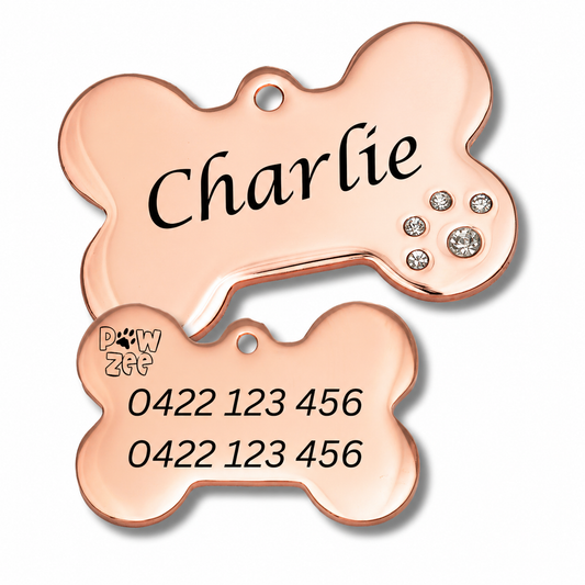 Rose Gold Crystal Pet Tag