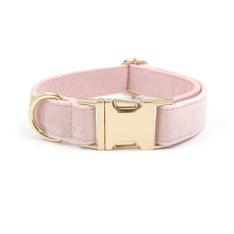 Pink Velvet Dog Collar - Engraved