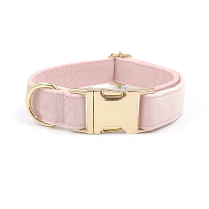 Pink Velvet Dog Collar - Engraved