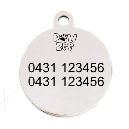 Gold Glitter Stainless Steel Pet Tag with Paw Print
